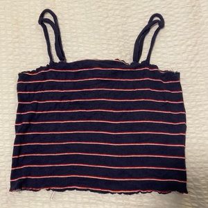 Red white and blue striped crop top from Garage